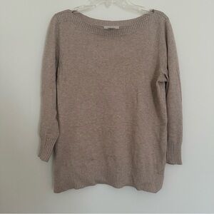 LOFT Outlet XS Beige Tan Cream Women's Boatneck 3/4 Sleeve Cotton Blend Sweater